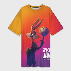 Платье-футболка 3D с принтом Space Jam 2 | Багз Банни ,  |  | bugs bunny | space jam | space jam 2 | space jam a new legacy | vdzabma | багз банни | космический джем | космический джем 2 | космический джем: новое поколение