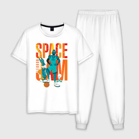 Мужская пижама хлопок с принтом Space Jam Lebron , 100% хлопок | брюки и футболка прямого кроя, без карманов, на брюках мягкая резинка на поясе и по низу штанин
 | bugs bunny | lebron james | space jam | space jam 2 | space jam a new legacy | tweety | vdzabma | багз банни | космический джем | космический джем 2 | космический джем: новое поколение | леброн джеймс | твити