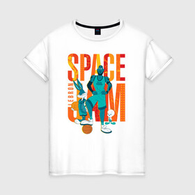 Женская футболка хлопок с принтом Space Jam Lebron , 100% хлопок | прямой крой, круглый вырез горловины, длина до линии бедер, слегка спущенное плечо | bugs bunny | lebron james | space jam | space jam 2 | space jam a new legacy | tweety | vdzabma | багз банни | космический джем | космический джем 2 | космический джем: новое поколение | леброн джеймс | твити