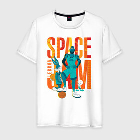 Мужская футболка хлопок с принтом Space Jam Lebron , 100% хлопок | прямой крой, круглый вырез горловины, длина до линии бедер, слегка спущенное плечо. | bugs bunny | lebron james | space jam | space jam 2 | space jam a new legacy | tweety | vdzabma | багз банни | космический джем | космический джем 2 | космический джем: новое поколение | леброн джеймс | твити