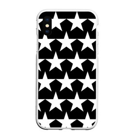 Чехол для iPhone XS Max матовый с принтом Белые звёзды на чёрном фоне 2 , Силикон | Область печати: задняя сторона чехла, без боковых панелей | бело чёрные звёзды | белые звёзды | белые звёзды на чёрном фоне | звёзды