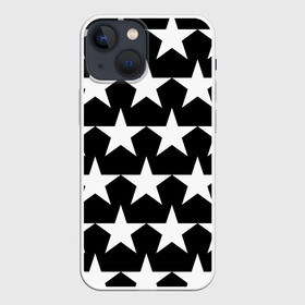 Чехол для iPhone 13 mini с принтом Белые звёзды на чёрном фоне 2 ,  |  | бело чёрные звёзды | белые звёзды | белые звёзды на чёрном фоне | звёзды