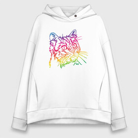 Женское худи Oversize хлопок с принтом Rainbow Cat , френч-терри — 70% хлопок, 30% полиэстер. Мягкий теплый начес внутри —100% хлопок | боковые карманы, эластичные манжеты и нижняя кромка, капюшон на магнитной кнопке | animal | cat | cute | kitty | meow | друг | животные | киска | кися | китти | кот | котенок | котик | котэ | кошечка | кошка | мур | мяу | питомец