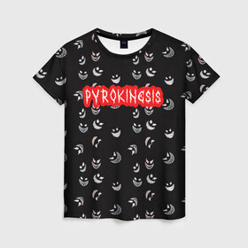 Женская футболка 3D с принтом Bloody Pyrokinesis , 100% полиэфир ( синтетическое хлопкоподобное полотно) | прямой крой, круглый вырез горловины, длина до линии бедер | hip hop | pyrokinesis | rap | rep | андрей фёдорович | исполнители | исполнитель | музыка | пирокинезис | пирокинесис | реп