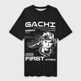 Платье-футболка 3D с принтом Гачи первый удар ,  |  | gachi | gachimuchi | mem | muchi | гачи | гачимучи | мем | мучи