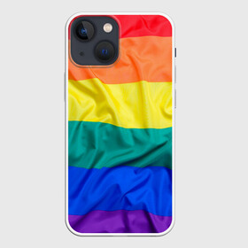 Чехол для iPhone 13 mini с принтом Радуга   мятая ткань полотно ,  |  | gey | би | гендер | квир | маска | меньшинства | огбткю | равноправие | радуга | радужный | трансгендер | трансы | флаг