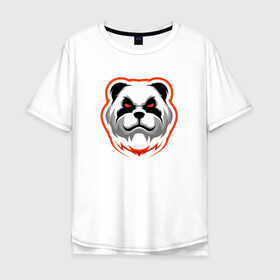 Мужская футболка хлопок Oversize с принтом Панда с красными глазами , 100% хлопок | свободный крой, круглый ворот, “спинка” длиннее передней части | Тематика изображения на принте: cute | dog | pitbull | woof | американский питбультерьер | гав | забавный | пес | песель | песик | питбуль | смешной | собака | собачка | щенок