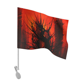 Флаг для автомобиля с принтом ДРЕВО ХАОС 3D , 100% полиэстер | Размер: 30*21 см | абстракция | башни | беспорядок | дерево | иллюстрация | искусство | кровавые облака | культура | текстура | хаос