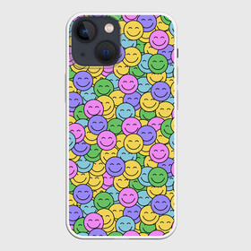 Чехол для iPhone 13 mini с принтом Смайлики ,  |  | emoji | emoticons | smile | знак | колобок | позитив | рожица | символ | смайл | смайлики | улыбка | эмодзи