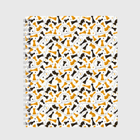 Тетрадь с принтом Шахматные Фигуры , 100% бумага | 48 листов, плотность листов — 60 г/м2, плотность картонной обложки — 250 г/м2. Листы скреплены сбоку удобной пружинной спиралью. Уголки страниц и обложки скругленные. Цвет линий — светло-серый
 | Тематика изображения на принте: chess | игра | король | ладья | математика | пешка | ферзь | чёрно белые | шах и мат | шахматист | шахматная доска | шахматные фигуры | шахматы