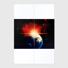 Магнитный плакат 2Х3 с принтом Космос земля 3D , Полимерный материал с магнитным слоем | 6 деталей размером 9*9 см | вселенная | галактика | звёзды | земля | космос | лучи | рассвет | сияние | солнце