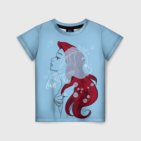 Детская футболка 3D с принтом Ariel and Flounder , 100% гипоаллергенный полиэфир | прямой крой, круглый вырез горловины, длина до линии бедер, чуть спущенное плечо, ткань немного тянется | ariel | disney | princess | sea | shtatdis | ариэль | дисней | русалочка