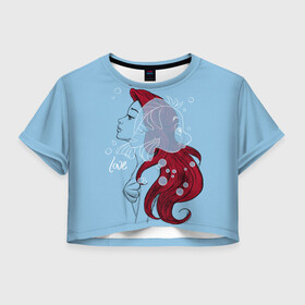 Женская футболка Crop-top 3D с принтом Ariel and Flounder , 100% полиэстер | круглая горловина, длина футболки до линии талии, рукава с отворотами | ariel | disney | princess | sea | shtatdis | ариэль | дисней | русалочка