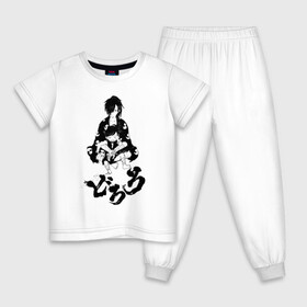 Детская пижама хлопок с принтом Хяккимару обнимает Дороро | Dororo (Z) , 100% хлопок |  брюки и футболка прямого кроя, без карманов, на брюках мягкая резинка на поясе и по низу штанин
 | Тематика изображения на принте: anime | dororo | hyakkimaru | manga | аниме | дороро | манга | фентази | фэнтази | хяккимару