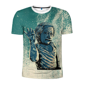 Мужская футболка 3D спортивная с принтом Эйнштейн  , 100% полиэстер с улучшенными характеристиками | приталенный силуэт, круглая горловина, широкие плечи, сужается к линии бедра | альберт | арт | графика | ученый | физика | формулы | эйнштейн