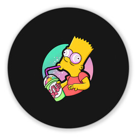 Коврик для мышки круглый с принтом Барт с содой , резина и полиэстер | круглая форма, изображение наносится на всю лицевую часть | bart | simpsons | the simpson | барт | мульт | мультфильм | симпсоны