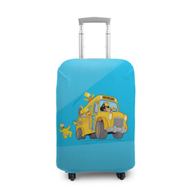 Чехол для чемодана 3D с принтом Автобус в Неверленд , 86% полиэфир, 14% спандекс | двустороннее нанесение принта, прорези для ручек и колес | bart | gomer | liza | simpsons | the simpson | барт | гомер | лиза | мульт | мультфильм | симпсоны