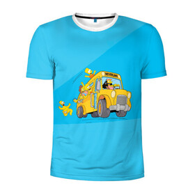 Мужская футболка 3D спортивная с принтом Автобус в Неверленд , 100% полиэстер с улучшенными характеристиками | приталенный силуэт, круглая горловина, широкие плечи, сужается к линии бедра | bart | gomer | liza | simpsons | the simpson | барт | гомер | лиза | мульт | мультфильм | симпсоны