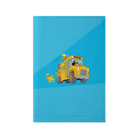 Обложка для паспорта матовая кожа с принтом Автобус в Неверленд , натуральная матовая кожа | размер 19,3 х 13,7 см; прозрачные пластиковые крепления | bart | gomer | liza | simpsons | the simpson | барт | гомер | лиза | мульт | мультфильм | симпсоны