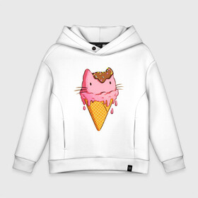 Детское худи Oversize хлопок с принтом Cat Ice Cream , френч-терри — 70% хлопок, 30% полиэстер. Мягкий теплый начес внутри —100% хлопок | боковые карманы, эластичные манжеты и нижняя кромка, капюшон на магнитной кнопке | animal | cat | cute | ice cream | kitty | meow | друг | еда | животные | киска | кися | китти | кот | котенок | котик | котэ | кошечка | кошка | мороженое | мур | мяу | питомец