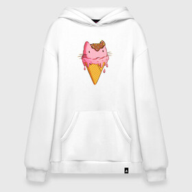 Худи SuperOversize хлопок с принтом Cat Ice Cream , 70% хлопок, 30% полиэстер, мягкий начес внутри | карман-кенгуру, эластичная резинка на манжетах и по нижней кромке, двухслойный капюшон
 | animal | cat | cute | ice cream | kitty | meow | друг | еда | животные | киска | кися | китти | кот | котенок | котик | котэ | кошечка | кошка | мороженое | мур | мяу | питомец