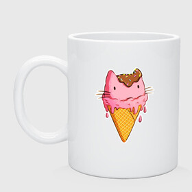 Кружка керамическая с принтом Cat Ice Cream , керамика | объем — 330 мл, диаметр — 80 мм. Принт наносится на бока кружки, можно сделать два разных изображения | animal | cat | cute | ice cream | kitty | meow | друг | еда | животные | киска | кися | китти | кот | котенок | котик | котэ | кошечка | кошка | мороженое | мур | мяу | питомец