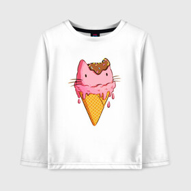 Детский лонгслив хлопок с принтом Cat Ice Cream , 100% хлопок | круглый вырез горловины, полуприлегающий силуэт, длина до линии бедер | animal | cat | cute | ice cream | kitty | meow | друг | еда | животные | киска | кися | китти | кот | котенок | котик | котэ | кошечка | кошка | мороженое | мур | мяу | питомец