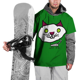 Накидка на куртку 3D с принтом Странный котик , 100% полиэстер |  | cat | cats | childrens drawings | humor | jokes | oddities | детские рисунки | кот | котики | коты | кошка | кошки | приколы | странности | юмор
