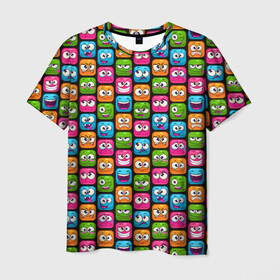 Мужская футболка 3D с принтом Эмоции , 100% полиэфир | прямой крой, круглый вырез горловины, длина до линии бедер | Тематика изображения на принте: emoji | emoticons | smile | знак | колобок | позитив | рожица | символ | смайл | смайлики | улыбка | эмодзи