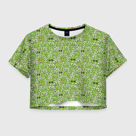 Женская футболка Crop-top 3D с принтом КоронаВирус , 100% полиэстер | круглая горловина, длина футболки до линии талии, рукава с отворотами | emoji | emoticons | smile | знак | колобок | позитив | рожица | символ | смайл | смайлики | улыбка | эмодзи