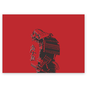 Поздравительная открытка с принтом Самурай , 100% бумага | плотность бумаги 280 г/м2, матовая, на обратной стороне линовка и место для марки
 | Тематика изображения на принте: буси | воин | иероглифы | самурай | философия | япония