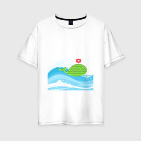 Женская футболка хлопок Oversize с принтом Simple Dimple / Pop it  , 100% хлопок | свободный крой, круглый ворот, спущенный рукав, длина до линии бедер
 | pop it | simple dimple | волны | кит | кит на море | лайк | море | небо | попит | рыбка | сердечко | симпл димпл | тренды | шторм