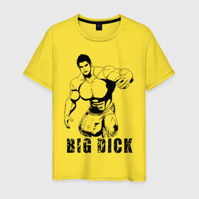 Мужская футболка хлопок с принтом BIG DICK , 100% хлопок | прямой крой, круглый вырез горловины, длина до линии бедер, слегка спущенное плечо. | Тематика изображения на принте: большой | в шортах | качек | мышцы | человек