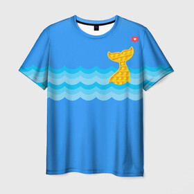 Мужская футболка 3D с принтом Pop it Simple Dimple , 100% полиэфир | прямой крой, круглый вырез горловины, длина до линии бедер | pop it | simple dimple | волны | кит | лайк | море | морские животные | морские обитатели | попит | рыбка | рыбы | сердечко | симпл димпл | тренды | шторм
