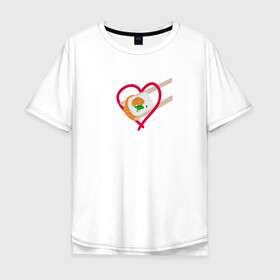 Мужская футболка хлопок Oversize с принтом любовь к роллам , 100% хлопок | свободный крой, круглый ворот, “спинка” длиннее передней части | азиатская кухня | еда | пища | роллы | суши