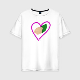 Женская футболка хлопок Oversize с принтом любовь к пельменям , 100% хлопок | свободный крой, круглый ворот, спущенный рукав, длина до линии бедер
 | еда | лаврушка | пельмень | пища | сердечко