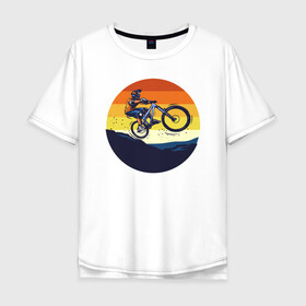 Мужская футболка хлопок Oversize с принтом Один против гор , 100% хлопок | свободный крой, круглый ворот, “спинка” длиннее передней части | bmx | rider | велогонки | рампа | экстремальный спорт | экстрим | экстримрайдер