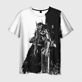 Мужская футболка 3D с принтом Берсерк черно-белый , 100% полиэфир | прямой крой, круглый вырез горловины, длина до линии бедер | anime | berserk | аниме | берсерк | бесерк | гатс | манга | мультфильм