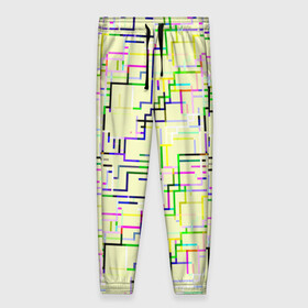 Женские брюки 3D с принтом Geometric Color , полиэстер 100% | прямой крой, два кармана без застежек по бокам, с мягкой трикотажной резинкой на поясе и по низу штанин. В поясе для дополнительного комфорта — широкие завязки | абстракция | краски | кубизм | линии | модерн