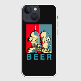 Чехол для iPhone 13 mini с принтом Гомер х Бендер ,  |  | bender | futurama | gomer | simpsons | the simpson | бендер | гомер | мульт | мультфильм | симпсоны | футурама