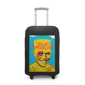 Чехол для чемодана 3D с принтом Bart x Bowie , 86% полиэфир, 14% спандекс | двустороннее нанесение принта, прорези для ручек и колес | bart | simpsons | the simpson | барт | дэвид бови | дэвид боуи | мульт | мультфильм | симпсоны