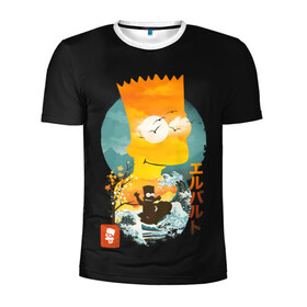 Мужская футболка 3D спортивная с принтом Барт в Азии , 100% полиэстер с улучшенными характеристиками | приталенный силуэт, круглая горловина, широкие плечи, сужается к линии бедра | bart | simpsons | the simpson | азия | барт | мульт | мультфильм | симпсоны | япония