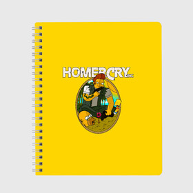 Тетрадь с принтом Homer Cry , 100% бумага | 48 листов, плотность листов — 60 г/м2, плотность картонной обложки — 250 г/м2. Листы скреплены сбоку удобной пружинной спиралью. Уголки страниц и обложки скругленные. Цвет линий — светло-серый
 | far cry | farcray | gomer | homer | simpsons | the simpson | гомер | мульт | мультфильм | симпсоны | фар край