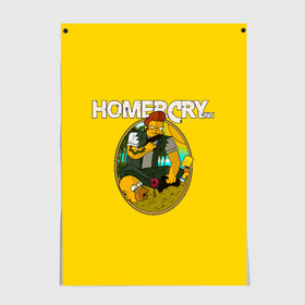 Постер с принтом Homer Cry , 100% бумага
 | бумага, плотность 150 мг. Матовая, но за счет высокого коэффициента гладкости имеет небольшой блеск и дает на свету блики, но в отличии от глянцевой бумаги не покрыта лаком | far cry | farcray | gomer | homer | simpsons | the simpson | гомер | мульт | мультфильм | симпсоны | фар край