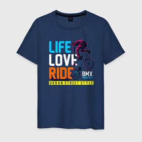 Мужская футболка хлопок с принтом BMX Freestyle , 100% хлопок | прямой крой, круглый вырез горловины, длина до линии бедер, слегка спущенное плечо. | bmx | freestyle | rider | велогонки | рампа | экстремальный спорт | экстрим | экстримрайдер