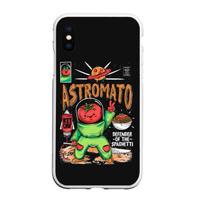 Чехол для iPhone XS Max матовый с принтом Astromato , Силикон | Область печати: задняя сторона чехла, без боковых панелей | Тематика изображения на принте: alive | astronaut | defender | food | galaxy | ketchup | monster | moon | pizza | planet | space | spaghetti | tomato | vegetable | астронавт | галактика | еда | живая | живой | защитник | кетчуп | космос | луна | монстр | овощ | пицца | планета | помидор