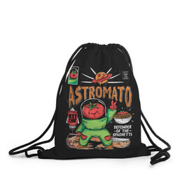 Рюкзак-мешок 3D с принтом Astromato , 100% полиэстер | плотность ткани — 200 г/м2, размер — 35 х 45 см; лямки — толстые шнурки, застежка на шнуровке, без карманов и подкладки | Тематика изображения на принте: alive | astronaut | defender | food | galaxy | ketchup | monster | moon | pizza | planet | space | spaghetti | tomato | vegetable | астронавт | галактика | еда | живая | живой | защитник | кетчуп | космос | луна | монстр | овощ | пицца | планета | помидор