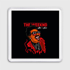 Магнит 55*55 с принтом The Weeknd - After Hours , Пластик | Размер: 65*65 мм; Размер печати: 55*55 мм | blinding lights | music | pop | star boy | the weekend | the weeknd | музыка | уикенд