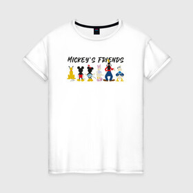 Женская футболка хлопок с принтом Друзья микки , 100% хлопок | прямой крой, круглый вырез горловины, длина до линии бедер, слегка спущенное плечо | disney | mickey mouse | дисней | микки маус