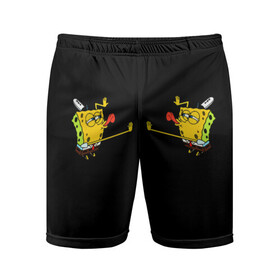 Мужские шорты спортивные с принтом SpongeBob 2s ,  |  | губка боб | два | на коленях | облизывает | спанч боб